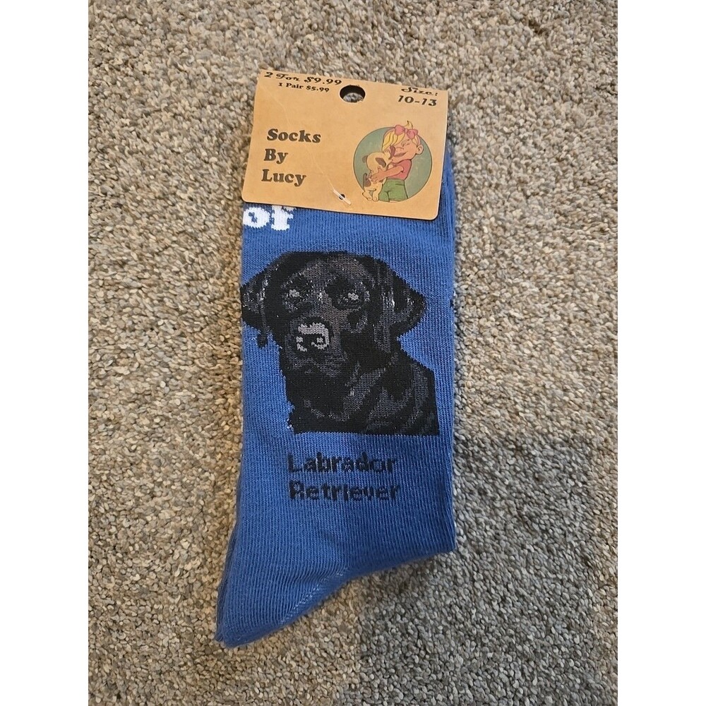 Unisex Socks Sz:10-13 By Lucy Dog Socks Blue Labrador Retriever*NEW WITH TAGS*